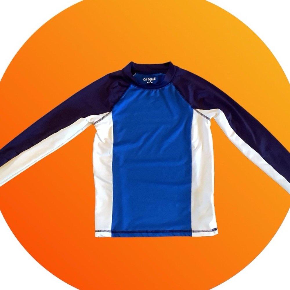 Cat & Jack long sleeve rashguard. Sz. M. Royal Blue, white and navy. NWOT
